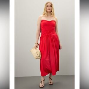 Rosetta Getty Vibrant Red Strapless Dress